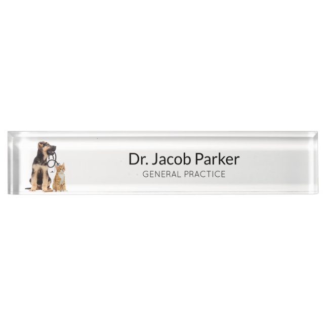 Modern Veterinarian Clinic   Desk Name Plate (Front)