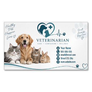 Modern Veterinarian Custom Business Card Magnet