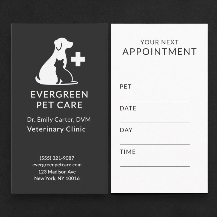 Modern Veterinarian Vet Pet Appointment Reminder Business Card