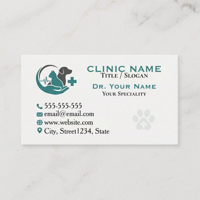 Modern Veterinary Clinic Customized Business Card  (Front)
