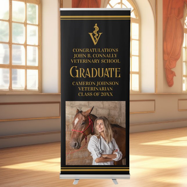 Modern Veterinary School Photo Graduation Party Retractable Banner (Creator Uploaded)