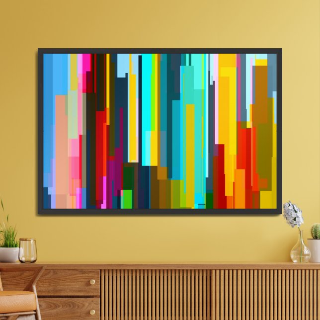 Modern, Vibrant and Colorful Abstract Geometry Framed Art (Living Room)
