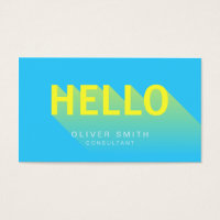 Modern Vibrant Blue and Yellow Hello Typography Business Card