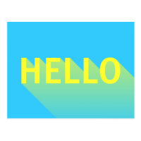 Modern Vibrant Blue and Yellow Hello Typography Postcard