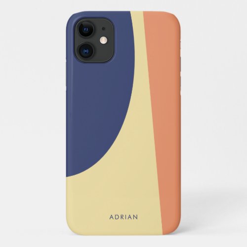 Modern vibrant blue yellow  orange geometric iPhone 11 case
