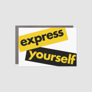 Modern, vibrant, bold graphic of Express Yourself Car Magnet