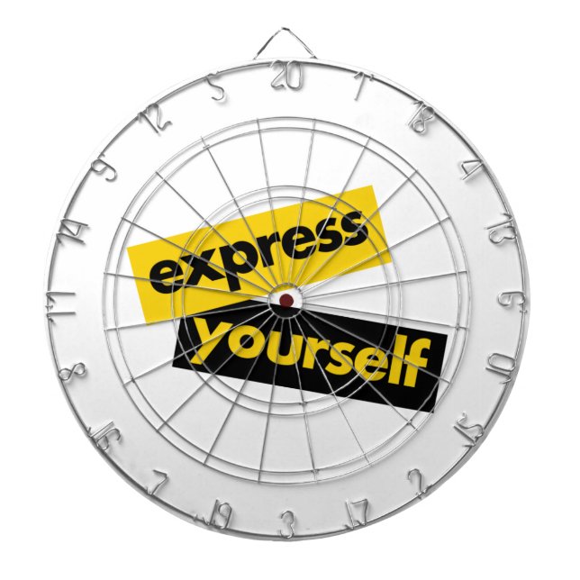 Modern, vibrant, bold graphic of Express Yourself Dart Board (Front)