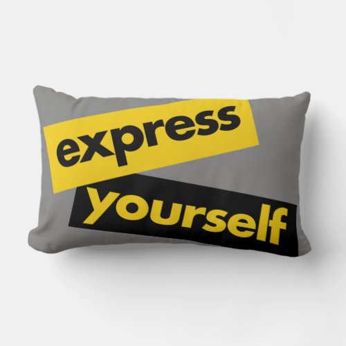 Modern vibrant bold graphic of Express Yourself Lumbar Pillow