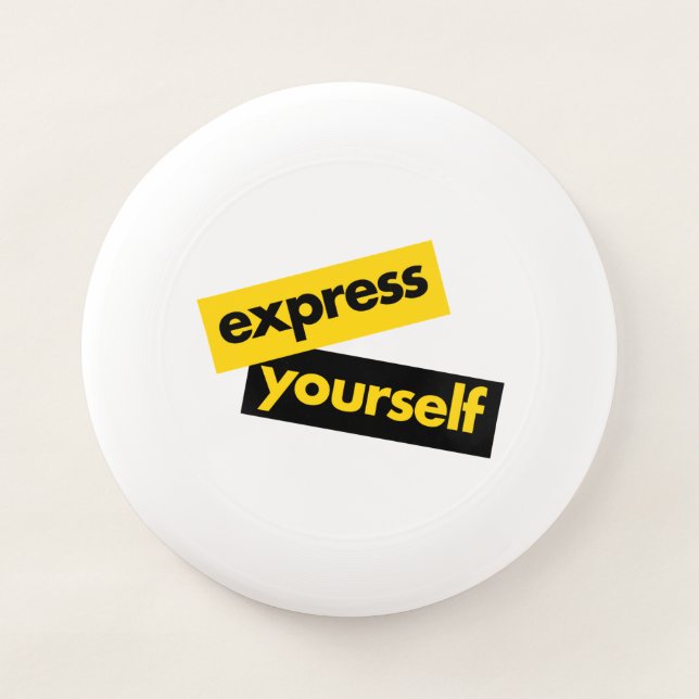 Modern, vibrant, bold graphic of Express Yourself Wham-O Frisbee (Front)