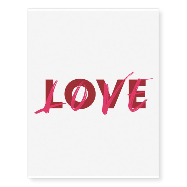Modern, vibrant, cool, trendy design of Love Temporary Tattoos (Front)