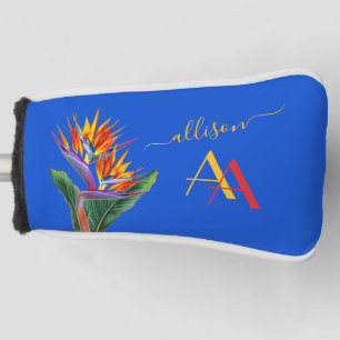 Modern Vibrant Floral Name Custom Monogram Golf Head Cover