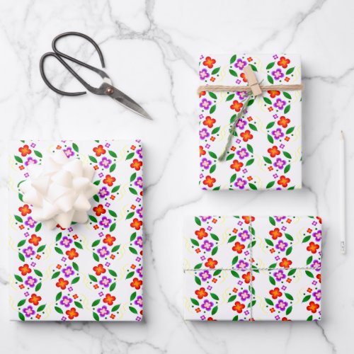 Modern Vibrant Floral Seamless Bright Botanical Wrapping Paper Sheets