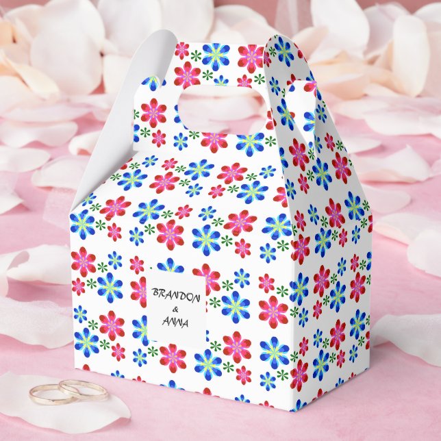 Modern Vibrant Flower Power Wedding Pattern,  Favor Boxes (Wedding)