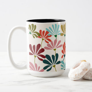 Modern Vibrant Flower Two-Tone Coffee Mug