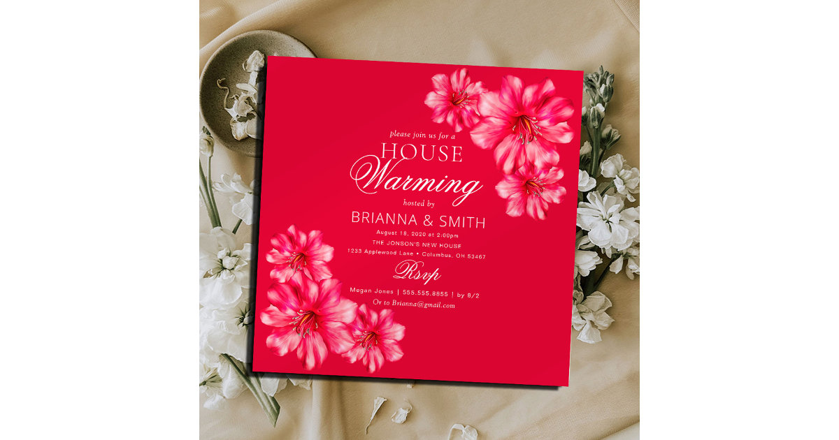 Modern Vibrant Flowers Housewarming Invitation Zazzle