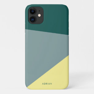 Modern vibrant green mint & yellow geometric iPhone 11 case