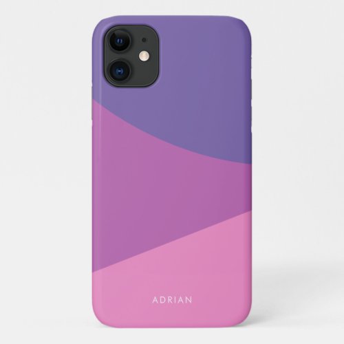Modern vibrant lavender purple  pink geometric iPhone 11 case