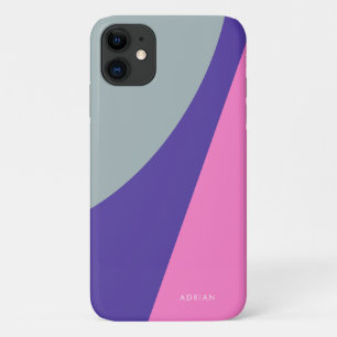 Modern vibrant mint purple & pink geometric iPhone 11 case