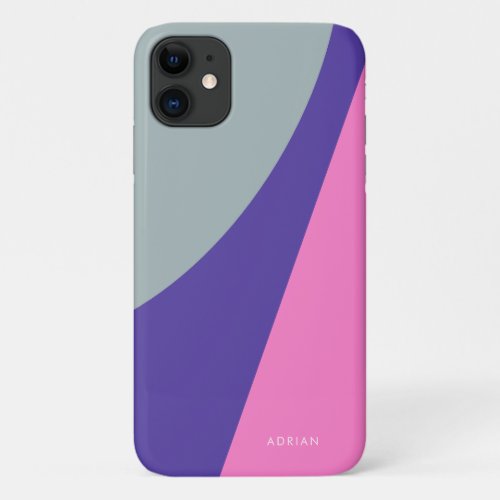 Modern vibrant mint purple  pink geometric iPhone 11 case