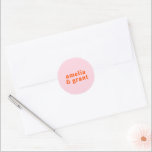 Modern Vibrant Orange Pink Groovy Retro Wedding Classic Round Sticker<br><div class="desc">Modern style wedding stickers featuring a simple and minimal layout with your names in a groovy retro font. The bright color scheme is vibrant orange and pink. The fonts / colors may be changed in the design editing tool. These wedding stickers are great as envelope seals or for customizing your...</div>