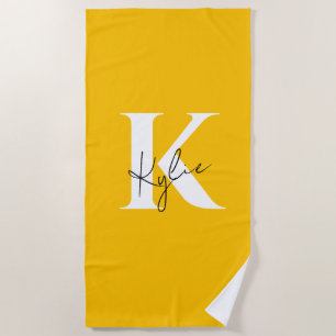 Modern Vibrant Personalized Monogram Name - Beach Towel