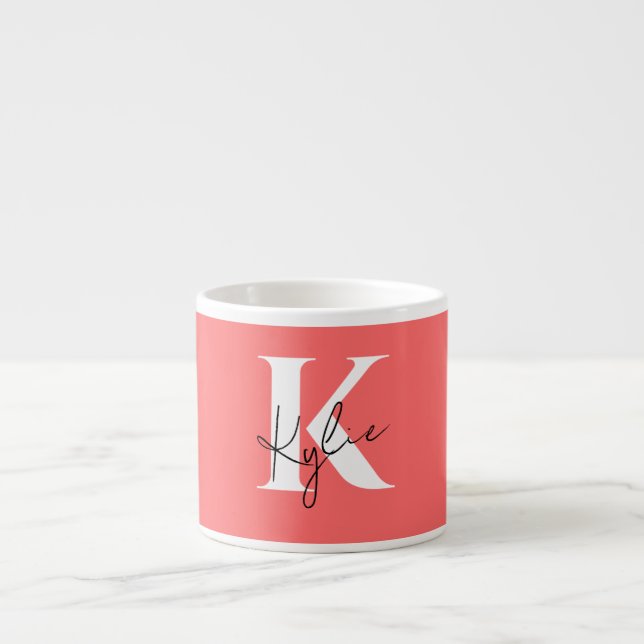 Modern Vibrant Personalized Monogram Name -  Espresso Cup (Front)