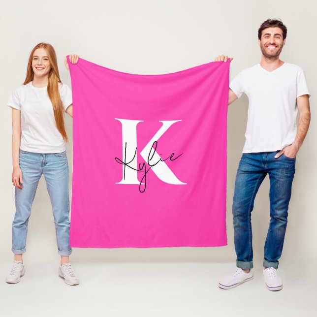 Modern Vibrant Personalized Monogram Name -  Fleece Blanket (In Situ)
