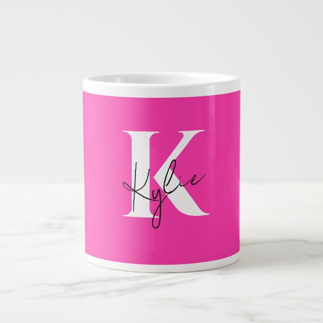 Modern Vibrant Personalized Monogram Name -  Giant Coffee Mug (Front)