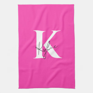 Modern Vibrant Personalized Monogram Name - Kitchen Towel