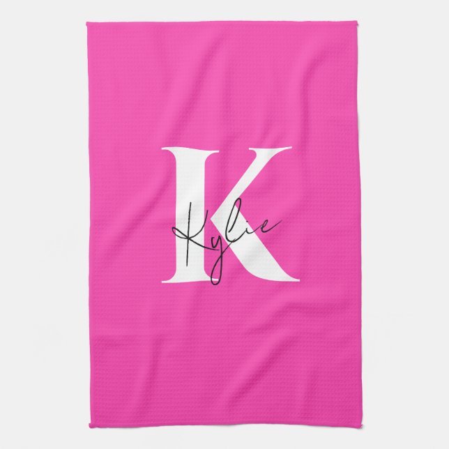 Modern Vibrant Personalized Monogram Name -  Kitchen Towel (Vertical)