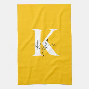 Modern Vibrant Personalized Monogram Name - Kitchen Towel