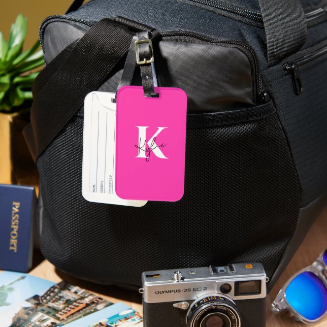 Modern Vibrant Personalized Monogram Name -  Luggage Tag (Front & Back)