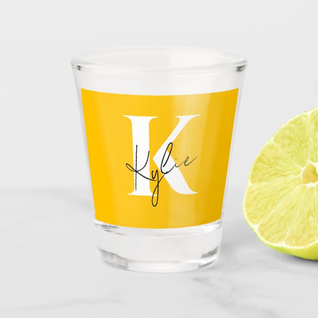 Modern Vibrant Personalized Monogram Name -  Shot Glass (Front)