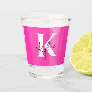 Modern Vibrant Personalized Monogram Name - Shot Glass