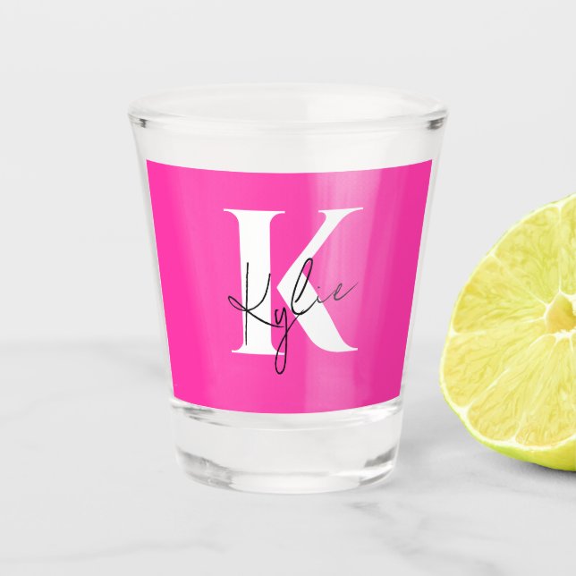 Modern Vibrant Personalized Monogram Name -  Shot Glass (Front)