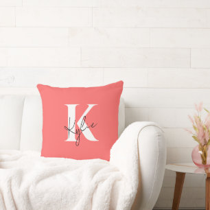 Modern Vibrant Personalized Monogram Name - Throw Pillow
