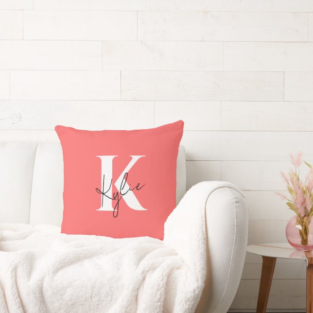 Modern Vibrant Personalized Monogram Name -  Throw Pillow (Couch)
