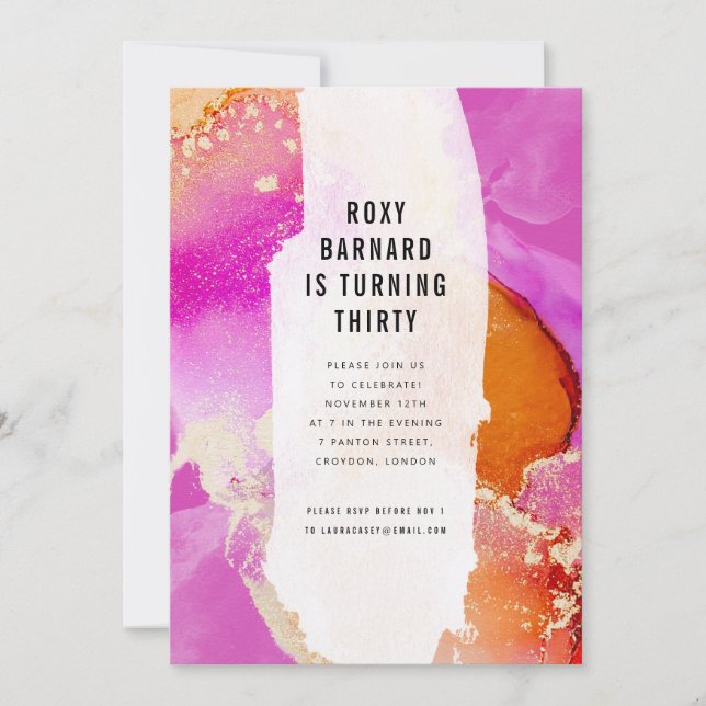 Modern Vibrant Pink and Orange Birthday Party Invitation (Front)