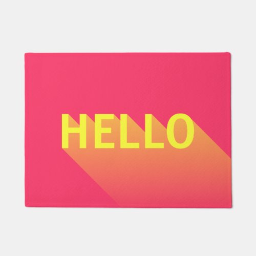 Modern Vibrant Pink and Yellow Hello Typography Doormat