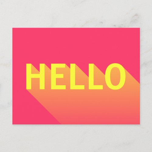 Modern Vibrant Pink and Yellow Hello Typography Postcard