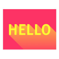 Modern Vibrant Pink and Yellow Hello Typography Postcard