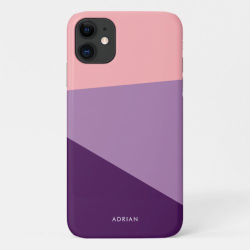 Modern vibrant pink lavender  purple geometric iPhone 11 case