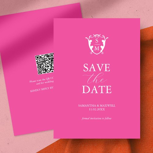 Modern Vibrant Pink Minimal Save The Date