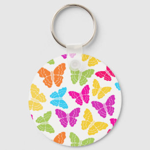 Modern Vibrant Rainbow Butterfly Cute Pattern Keychain