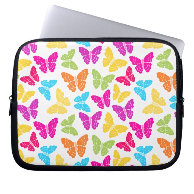 Modern Vibrant Rainbow Butterfly Cute Pattern  Laptop Sleeve (Front)