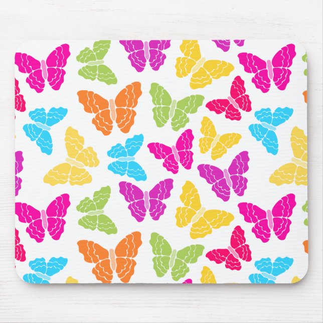 Modern Vibrant Rainbow Butterfly Cute Pattern  Mouse Pad (Front)
