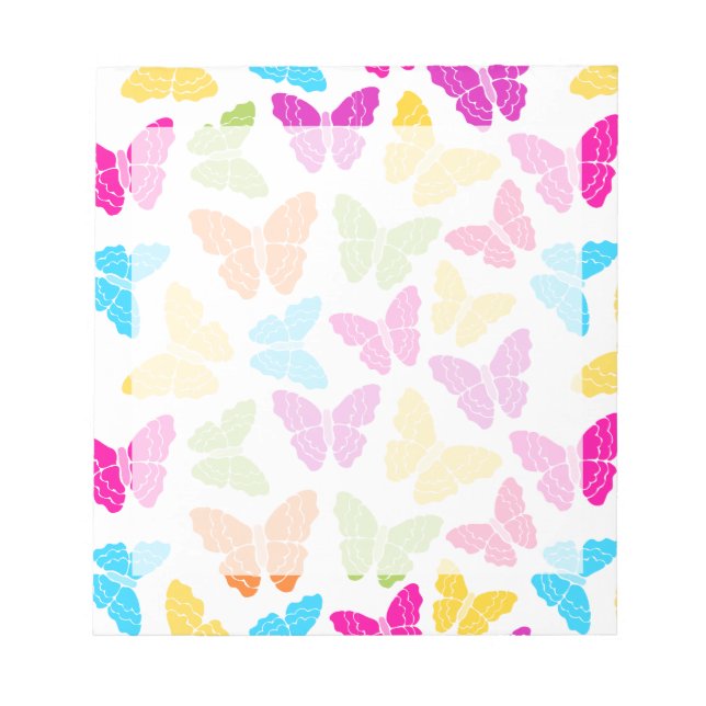 Modern Vibrant Rainbow Butterfly Cute Pattern  Notepad (Front)