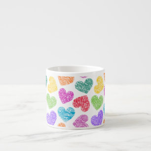 Modern Vibrant Rainbow Doodle Hearts Cute Pattern Espresso Cup