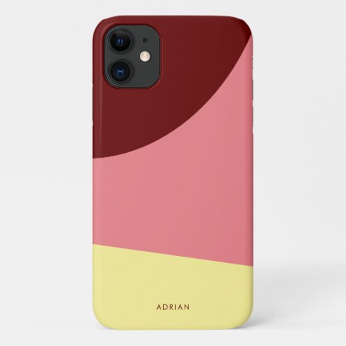 Modern vibrant red pink  yellow geometric iPhone 11 case