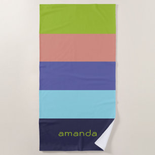 Modern Vibrant Stripes Beach Towel
